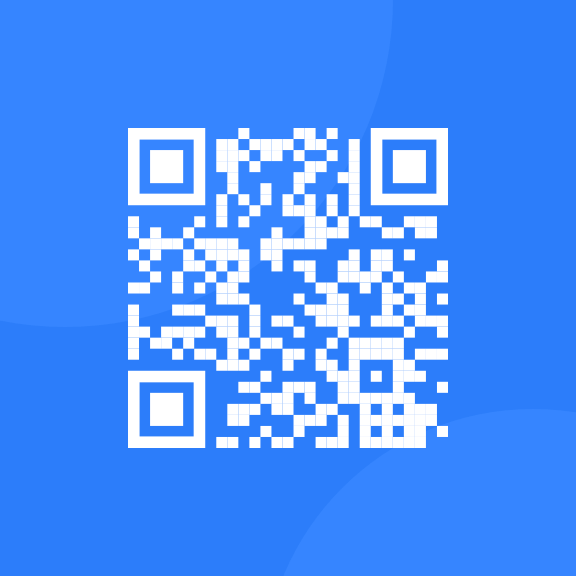 white qr code with blue background